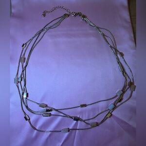 EUC Golden Tone Multi Strand Necklace w/ Metal & Pearly Accents